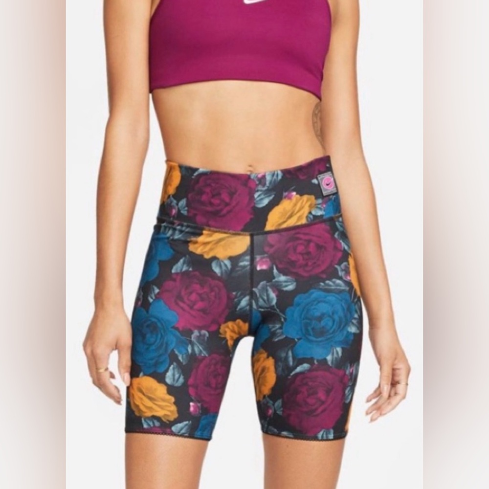 Nike Floral Biker Shorts Small Dri-FIT Cottagecore Dark Bloom Athletic Floral - Picture 2 of 12